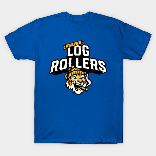 Detroit 'Log Rollers' 313 T-Shirt: Embrace the Smoking Spirit of Detroit with a Humorous Tiger Design! T-Shirt by CC0hort